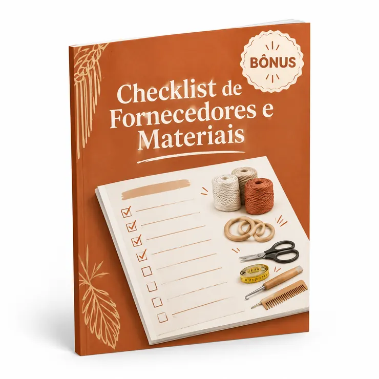 Mockup 3D do bônus Checklist de Fornecedores e Materiais